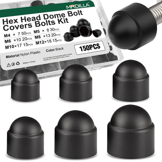 150 Pcs Metric Plastic Bolt Caps, Hex Head Dome Covers for M4–M12 Bolts, Waterproof Dustproof Protective Nut End Caps