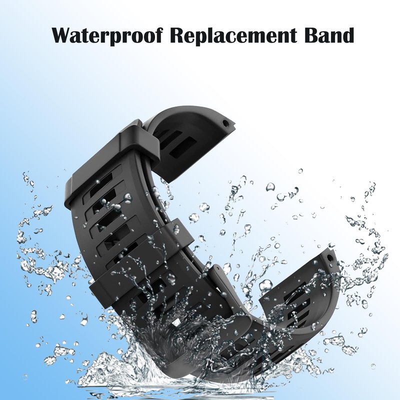 2 Pack Waterproof Band Compatible with Garmin Instinct Watch Bands, 22mm Soft Silicone Replacement Watch Strap for Garmin Instinct 2 / Instinct Esports/Solar/Tactical (black/black)