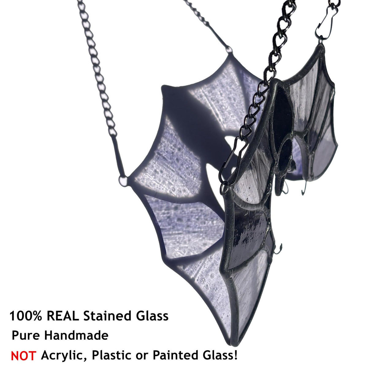 Lcensp Stained Glass Bat Decor Window Hangings Ornament, Gothic Bat Suncatcher Halloween Decorations Gifts, Handmade Occult Sun Catchers Indoor Window Home Decor