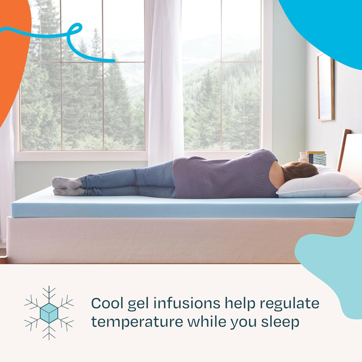 Linenspa Memory Foam Mattress Topper - 3 Inch Gel-Infused Cooling Foam | Small Twin Size, Plush Comfort
