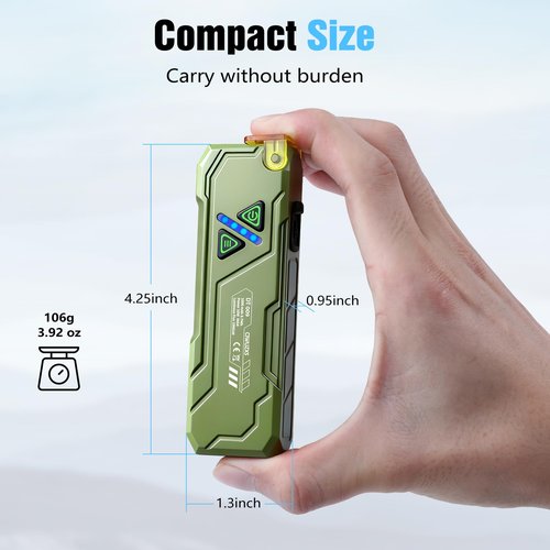 Ciwuzxs EDC Rechargeable Flat Flashlight 1000 Lumens White LED/UV/RGB Ambient Signaling Flashlights, Magnetic Clip on Pocket Light for Outdoors, Emergency, Working (1, Green, Compact)