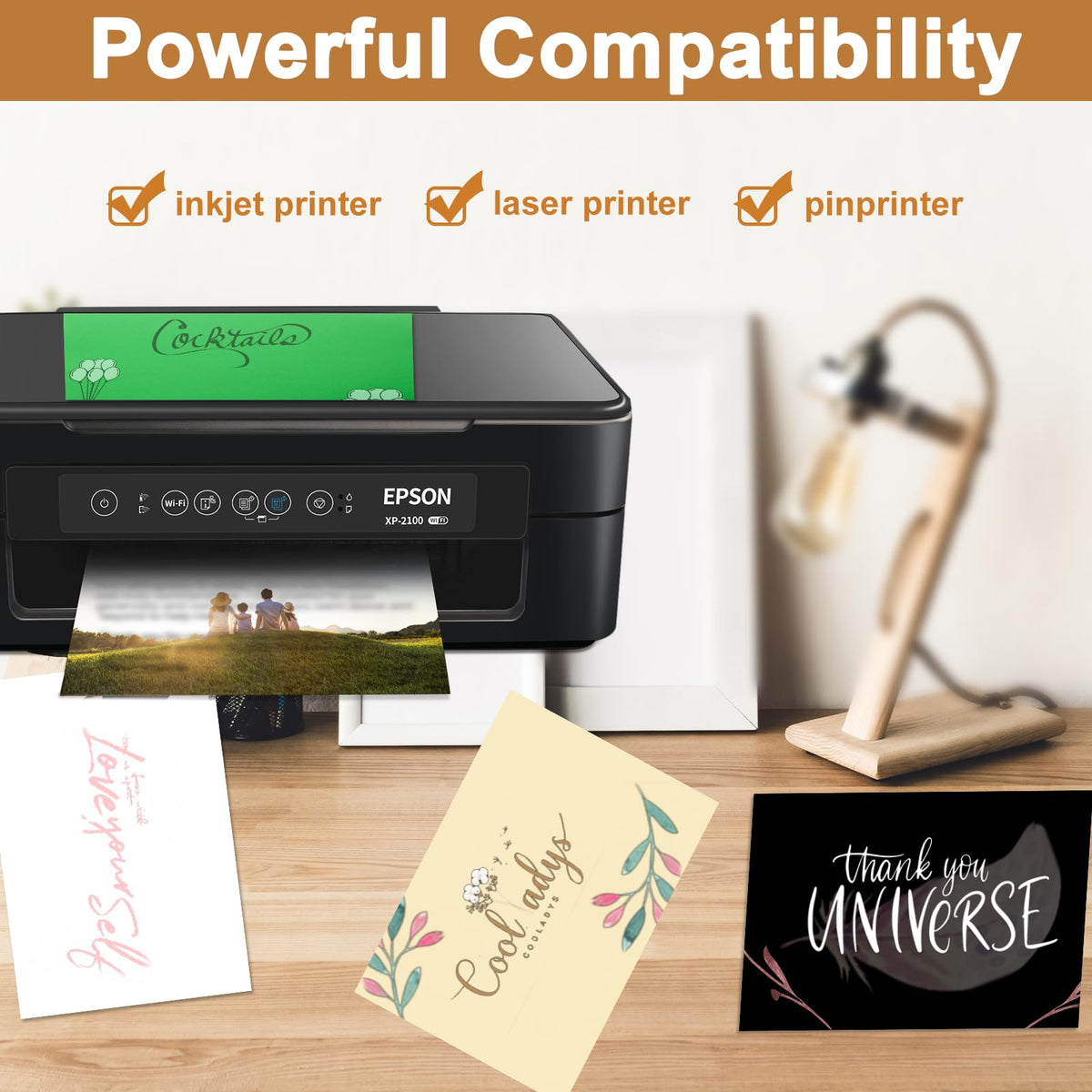 Silunkia 100 Sheets Black Cardstock 8.5 x 11 Printer Paper, 75lb Heavyweight Paper Card Stock for Halloween, DIY Cards Making, Birthday Decorations, Invitations, Thank You Cards