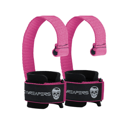 Gymreapers Weight Lifting Straps With Dowel - Wrist Straps for Weightlifting - Workout Deadlift Wrist Weights - Reinforced Stitching & Padded Fit Gym Accessories for Strength & Gym Hand Grip (Pink)