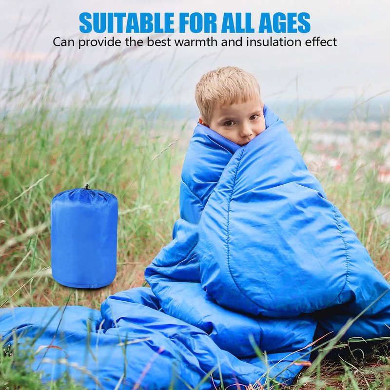 OBTANIM Sleeping Bags Portable Waterproof Thick Camping Sleeping Bag for Adults Kids 4 Seasons Cold Weather or Warm Backpacking Hiking Travel Indoor Outdoor Use (Blue)