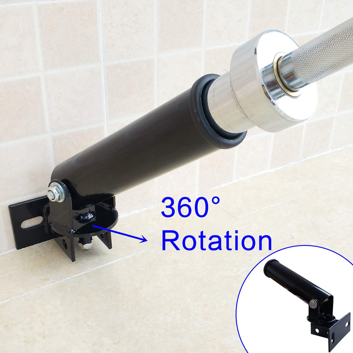 Wall Mount Post Landmine Attachment for Barbell Bar with 360 Degree Rotation, T-bar Row Attachment Landmine Base, Fitness Exercise Equipment Fits 2 Inch Olympic Bars (UP)
