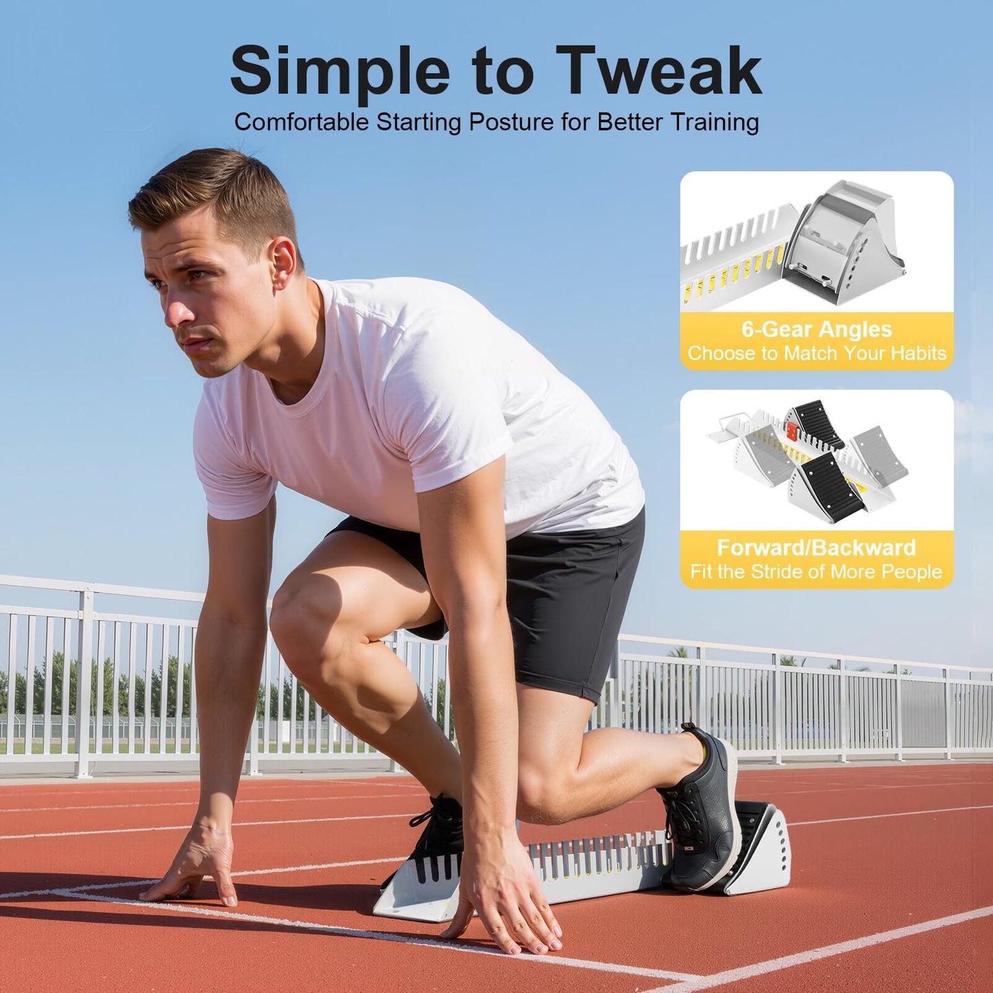 zotlayje 6 Angle Adjustable Starting Blocks for Sprinters – Aluminum Track & Field Pedals, Lightning Start Block for Plastic Runway & Cinder Track (25")