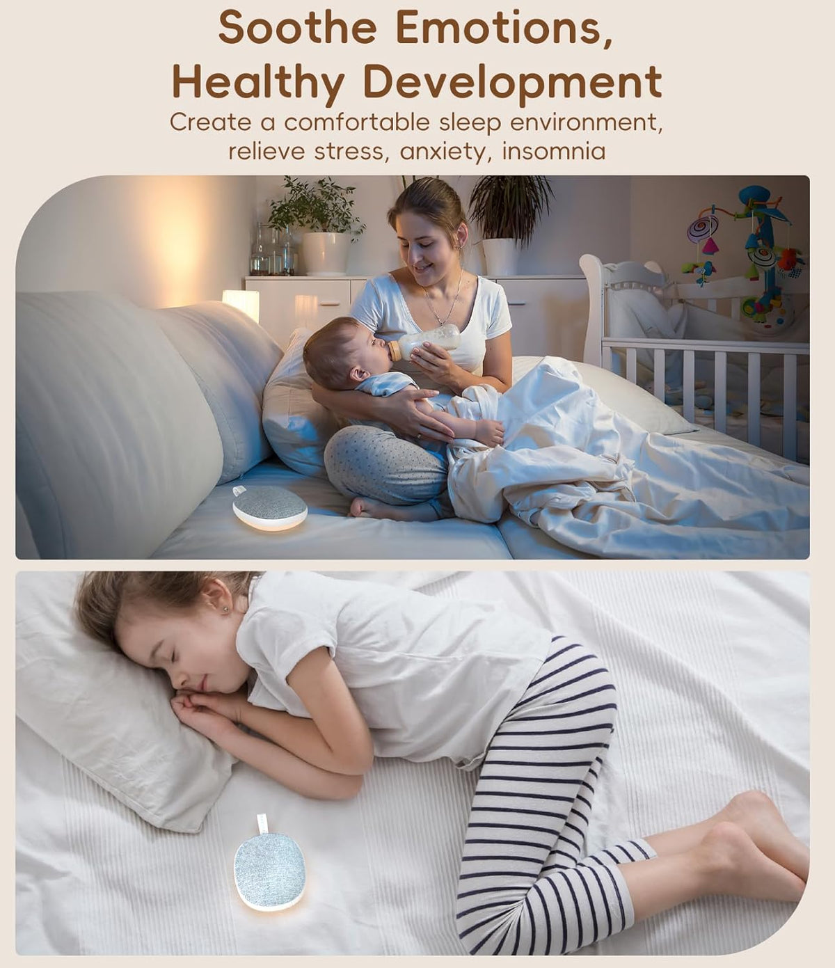 Skiennix Portable White Noise Sound Machine - Bluetooth Speaker & Baby Sleep Soother | Rechargeable, 6 Sounds, Blue
