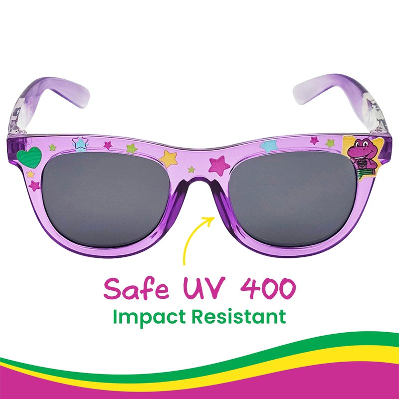 ARKAID Official Barney Sunglasses for Kids | Purple Dinosaur Shades for Fans | Safe UV 400 | One Size Fits Most Kids