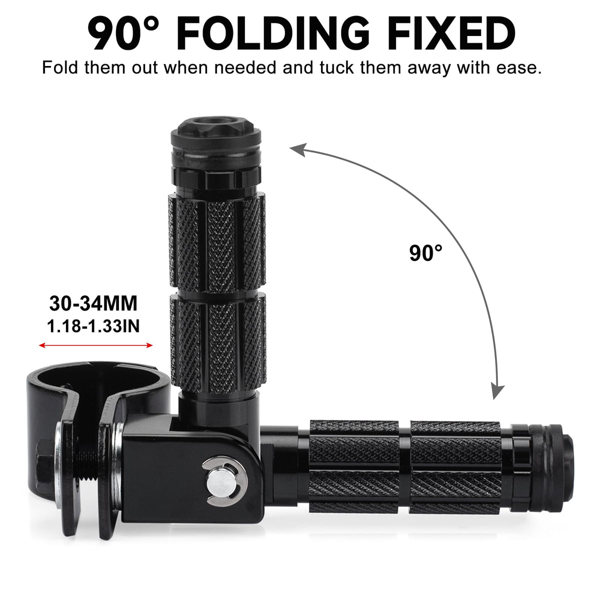 BEAROLNE M8 Motorcycle Foot Pegs CNC Upgraded Foldable Footpegs Anti-Skid Footrest for Yamaha Honda Suzuki Aprilia Electric Car Dirt Pit Bike Motorbike Mini Bike Passenger Pedals (Black)