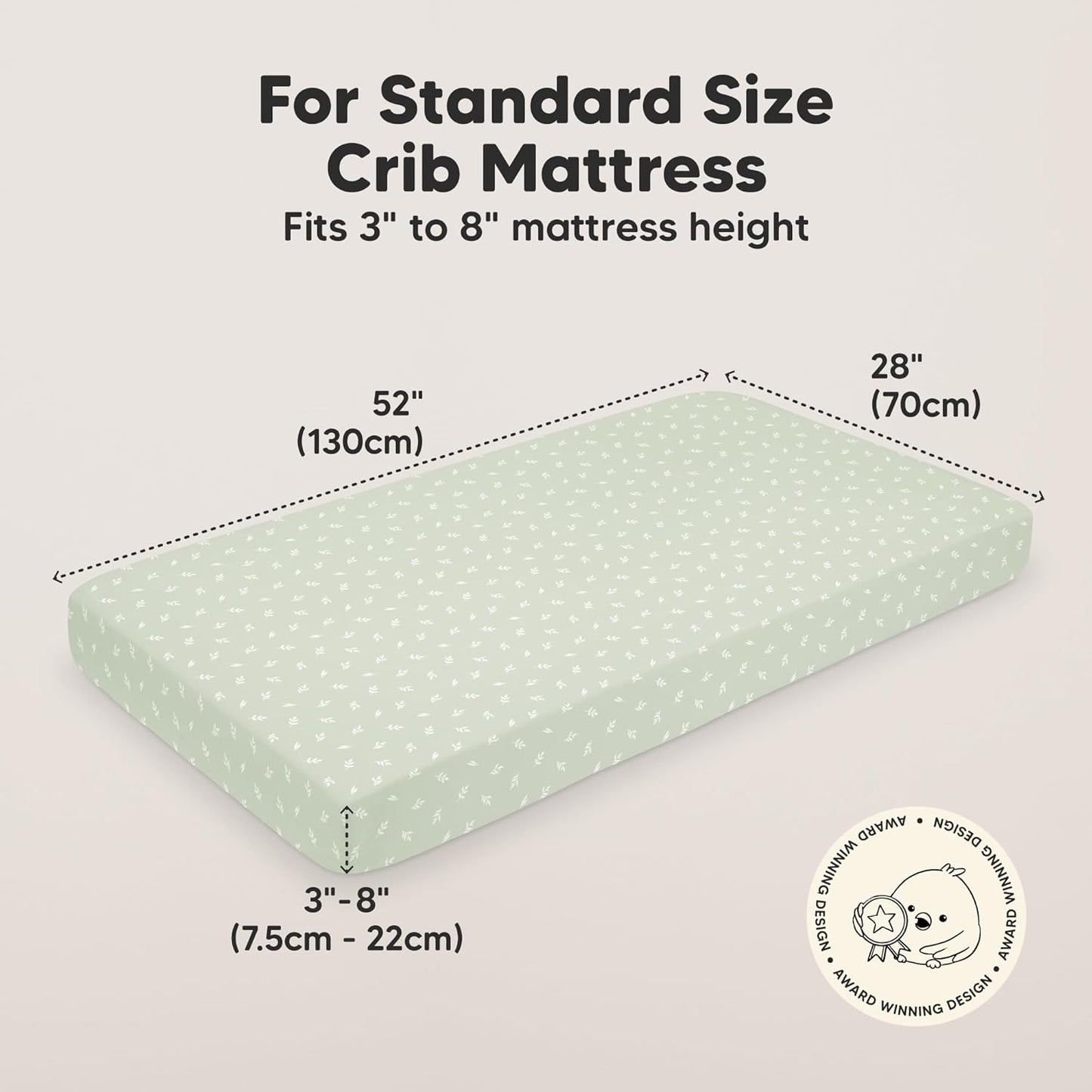KeaBabies Organic Crib Sheets - 2-Pack Fitted Jersey Cotton Covers for Boys & Girls | Soft & Breathable (52x28, Herb)