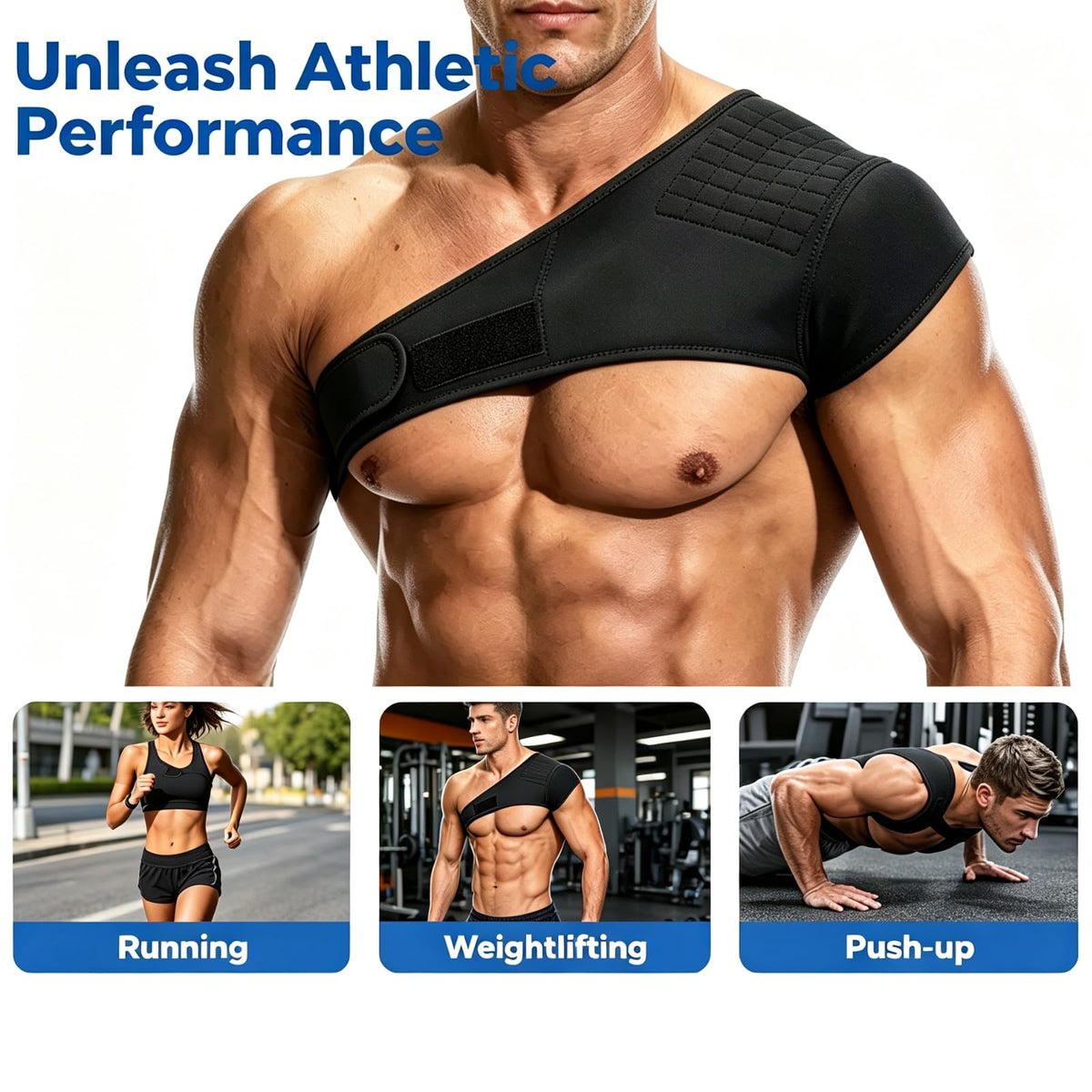 Shoulder Brace, Rotator Cuff Support Brace and Arm Sling for Pain Relief, Shoulder Compression Sleeve for Preventing Strains and Dislocation, Adjustable Fits Left and Right Arm for Men & Women, with Magnetic Therapy to Promote Blood Circulation