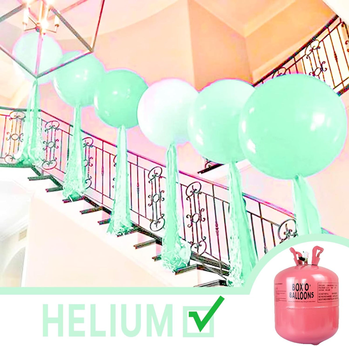 PartyWoo Mint Green Jumbo Balloons - 36 Inch Pastel Green for Birthday, Baby Shower & Wedding Decor