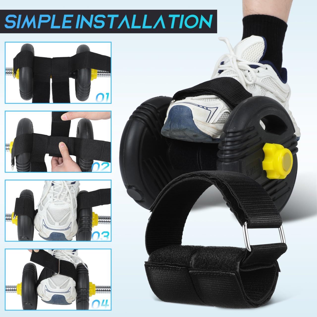 Kisangel 2Pcs Dumbbell Foot Attachment, Tibialis Trainer & Adjustable Ankle Straps for Weight Lifting, Hamstring Curls, Leg Extensions & Hip Strengt Training, Ankle Weight Holder for Home Gym Workouts