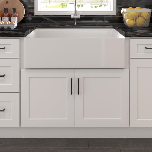 Furinno Shaker Farm Sink Base Kitchen Cabinet - Ready to Assemble, 24"D x 36"W x 34.5"H, White