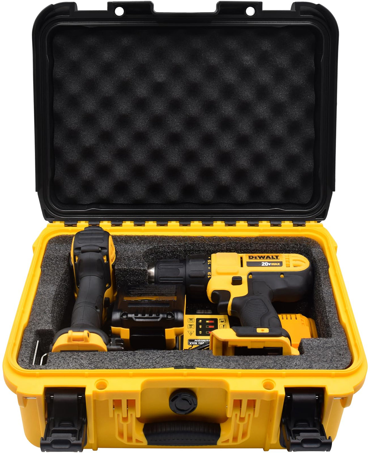 Storage Case for Dewalt Drill & Impact Driver, Hard Case with Custom Foam Insert, Fits 20V MAX Cordless Drill and Impact Driver, Battery & Charger - Durable Protective Box for Dewalt Tools (CASE ONLY)
