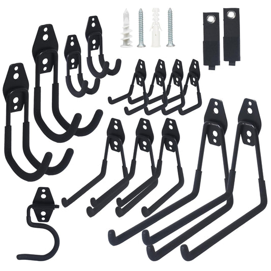 Moneek's Hardware 16 Pack Garage Storage Hook Anti-Slip Coating Heavy Duty Wall Mount Hooks for Hanging Bikes, Ladder, Garden Power Tools