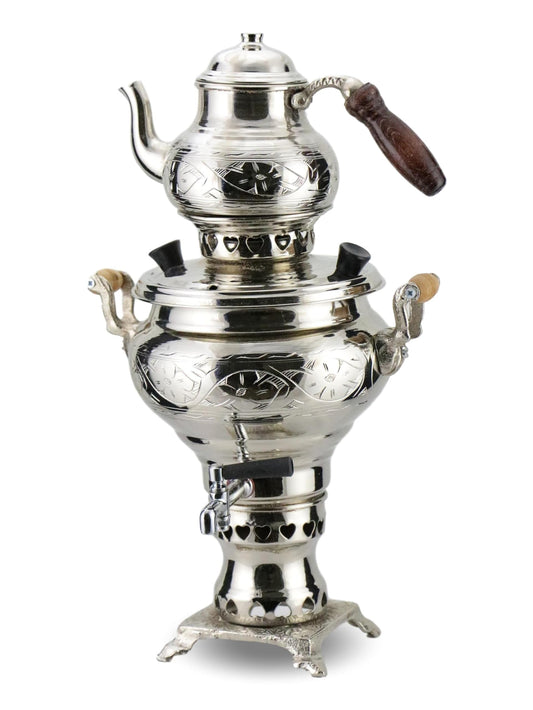 Handcrafted Copper Samovar – 1.4 Quart (1.3 Liters) with Elegant Engravings