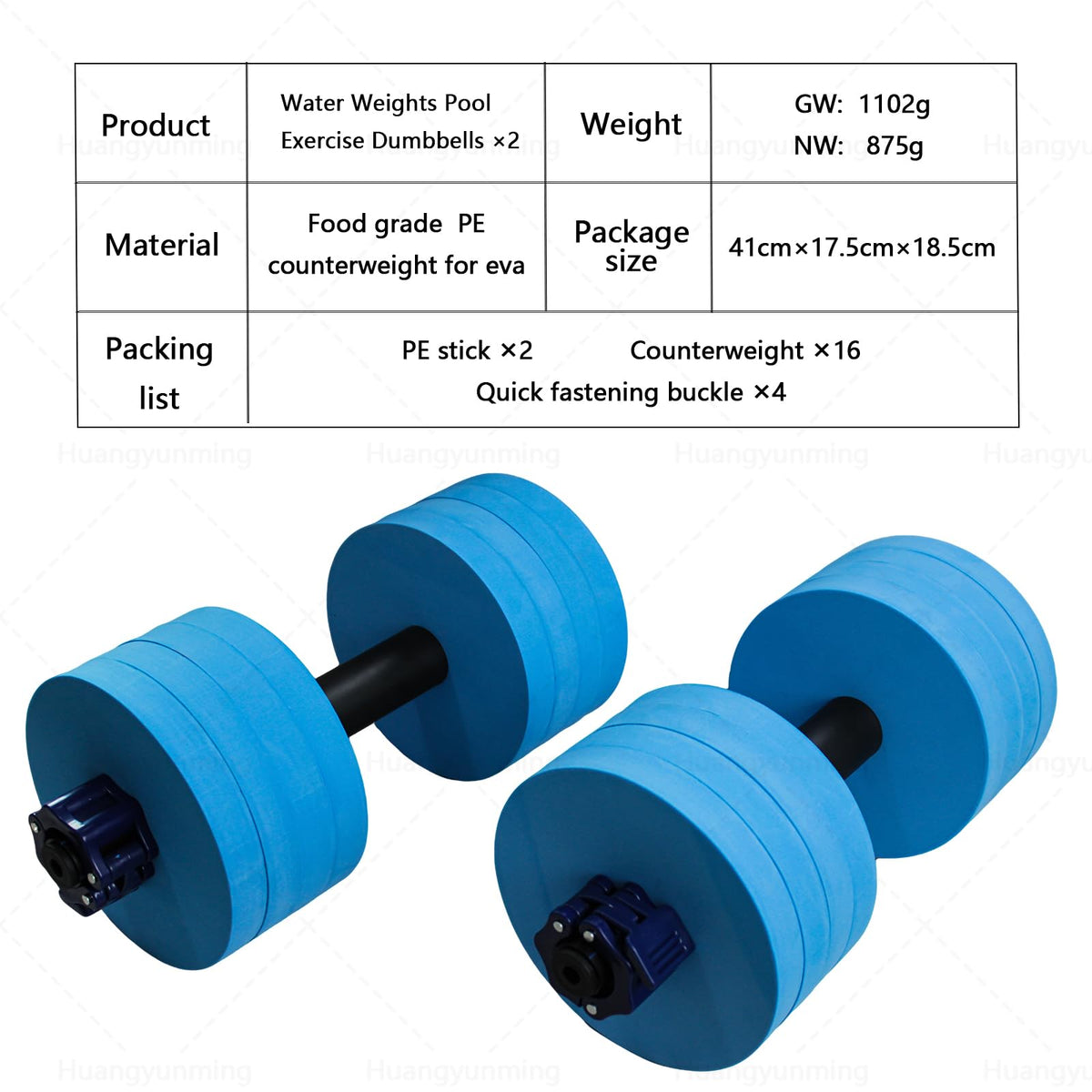 Huangyunming Aquatic Exercise Dumbbells Water Dumbbell Pool Resistance Aquatic Fitness Barbells with 16 High-Density EVA Foam Pool Weights Dumbbells, Can be quickly disassembled