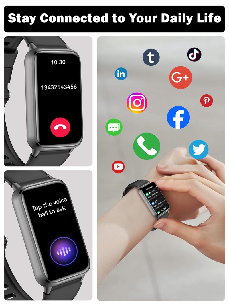 KPEP AMOLED Fitness Watches for Women Men with Stress Blood Oxygen Heart Rate Monitor Sleep Tracking 110+ Sport Modes Fitness Tracker Watch Calorie Counter Step Tracker IP68 Waterproof for Andriod iOS