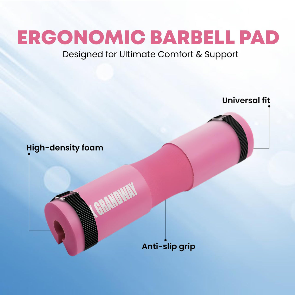 Advanced Squat Pad - Barbell Pad for Hip Thrusts, Squats & Lunges - Neck & Shoulder Squat Bar Pad Cushion Support Foam for Extra ComfortPremium Squat Pad (Pink)