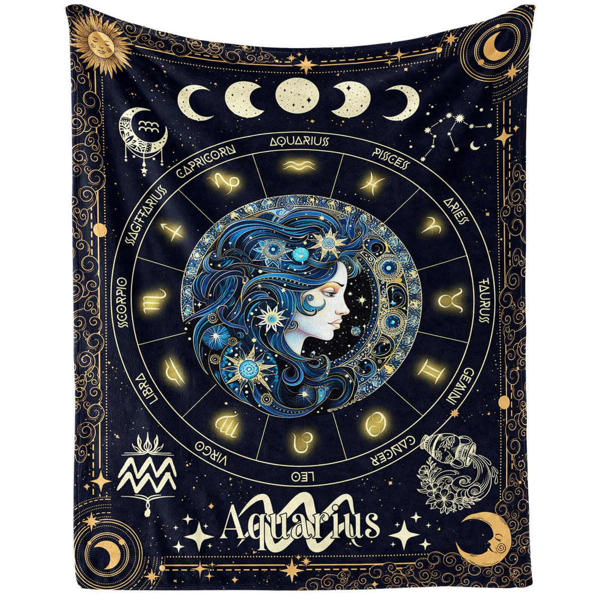Homieblanket Aquarius Zodiac Blanket for Boys Girls, Secret Astrology Themed Design Printed Throw Blankets for Kids Lap, Chair Sofa, Soft Fleece Cozy Blanket, 40"x 50"