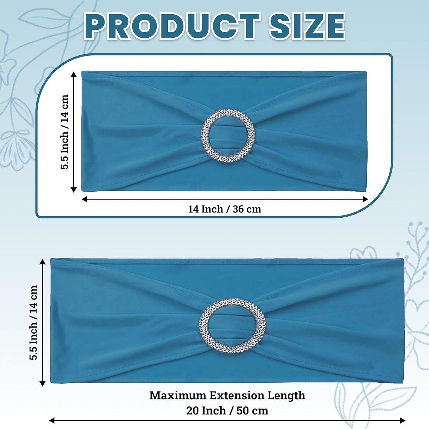 MDS Spandex Chair Sashes - Pack of 200 Elastic Stretch Bows with Buckle Slider for Wedding Decor - Dark Teal
