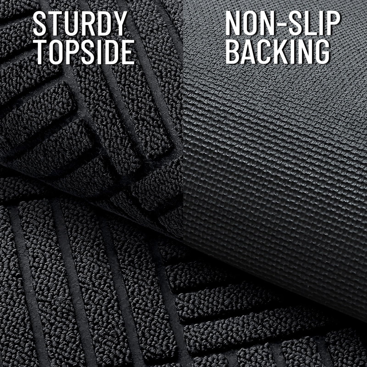 OLANLY Front Door Mat Outside Entrance 29.5x17, Absorbent, Heavy Duty Sturdy Natural Rubber Doormat Indoor Outdoor, Stain and Fade Resistant, Non-Slip Low Profile Floor Mat for Entryway, Black Diamond