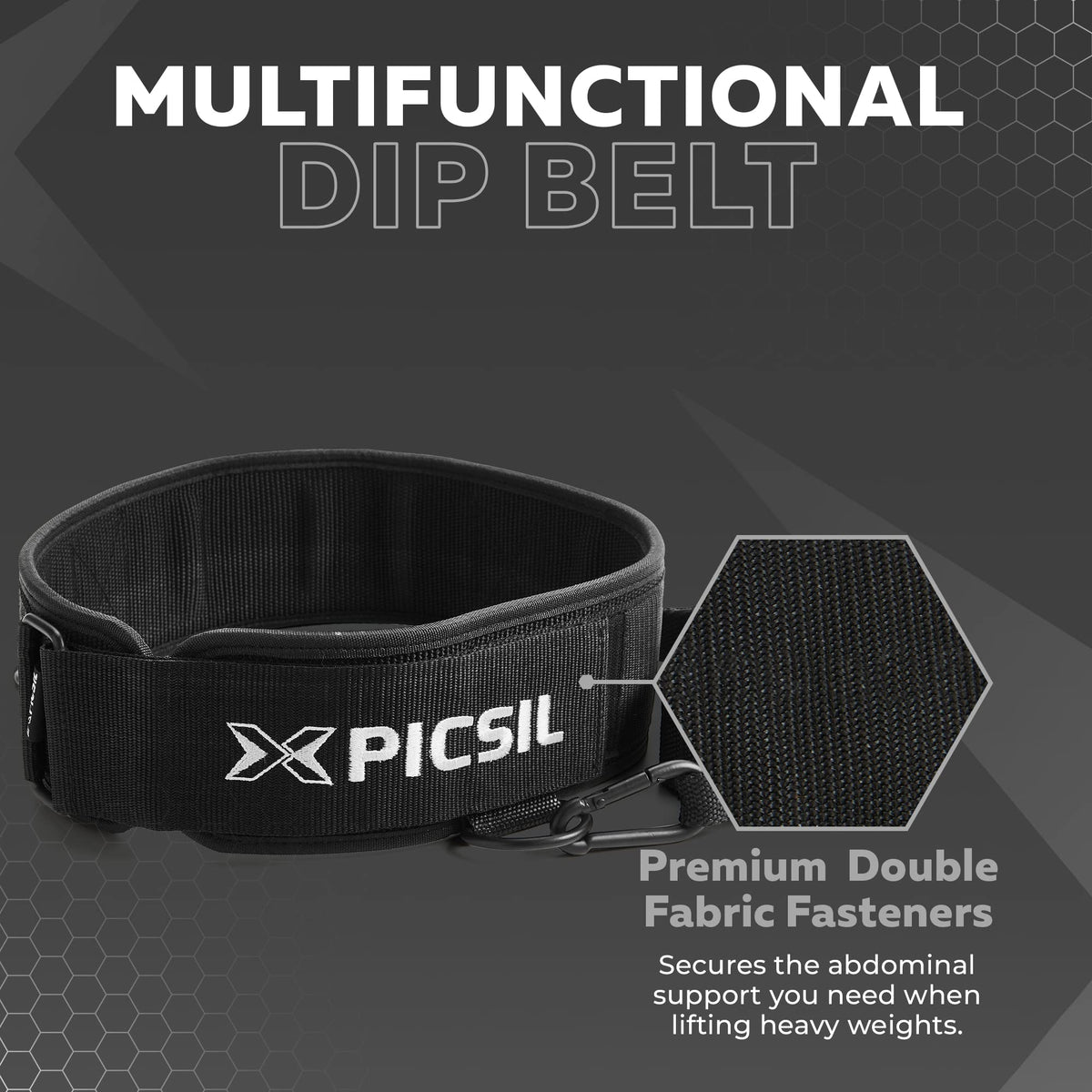 PICSIL Dip Belt, Weighted Belt, Weightlifting Belt for Training, Fitness, Gym (Large)