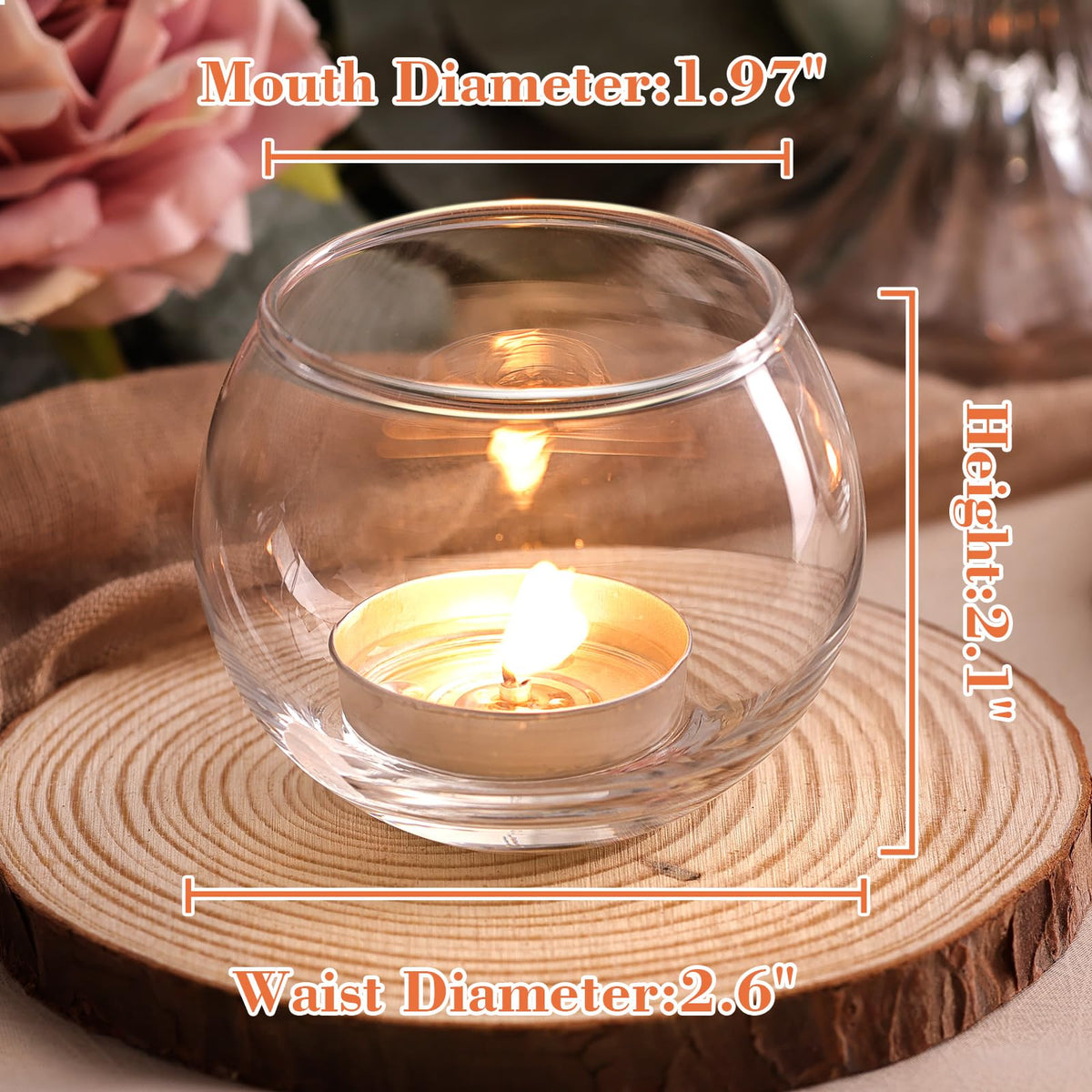 LAMORGIFT 36 Pcs Glass Candle Holders for Table Centerpieces- Small Clear Votive Candle Holders Bulk for Wedding, Bridal Shower, Birthday Party Table Decorations, Fits Standard Tealights