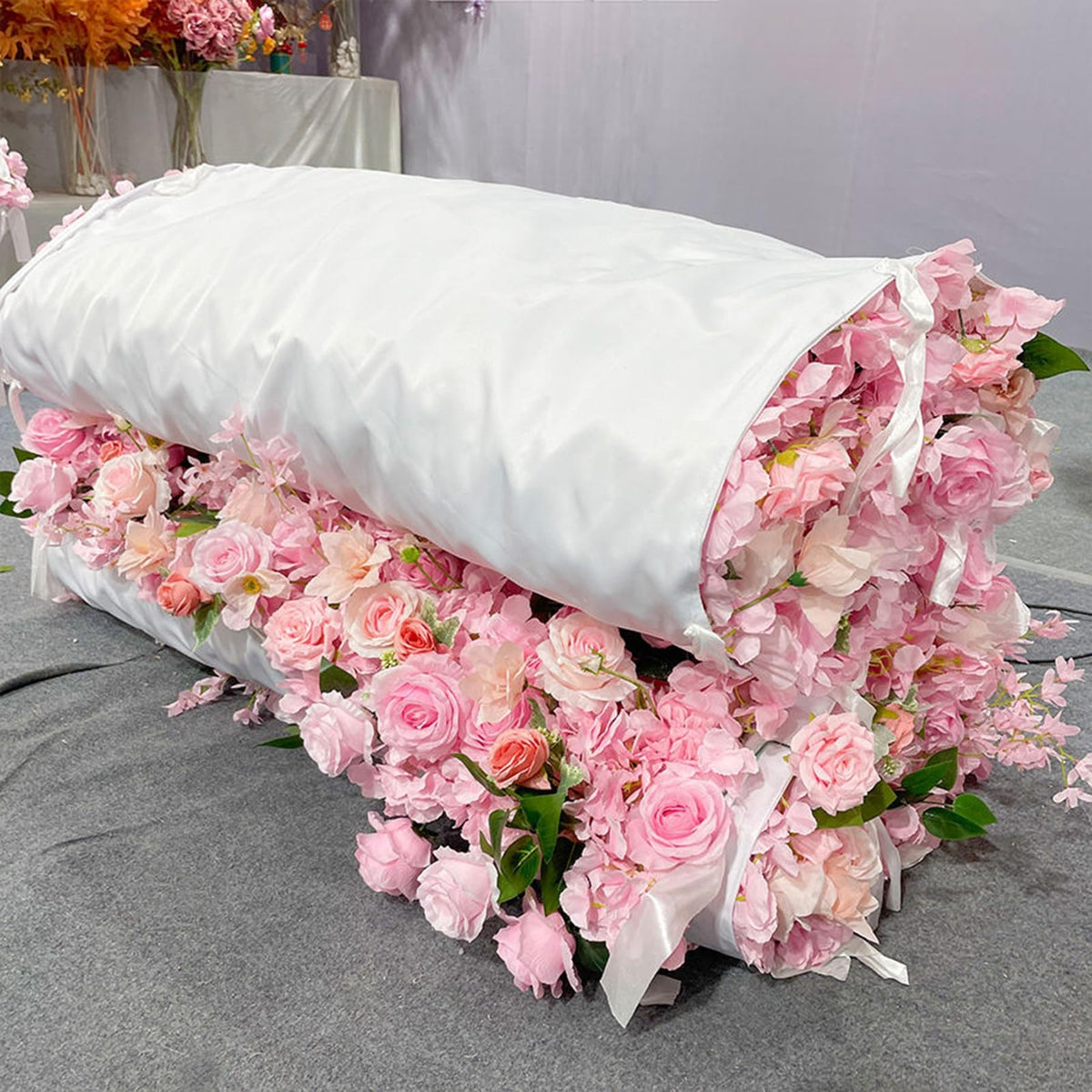 UYCVT Handmade Romantic Pink Flowers with Green Wall Large Artificial Flower Wall Backdrop Panels, Rose Wedding Backdrop 3D Floral Wall Fabric Flower Wall for Party B-200 * 200cm/6.56 * 6.56FT