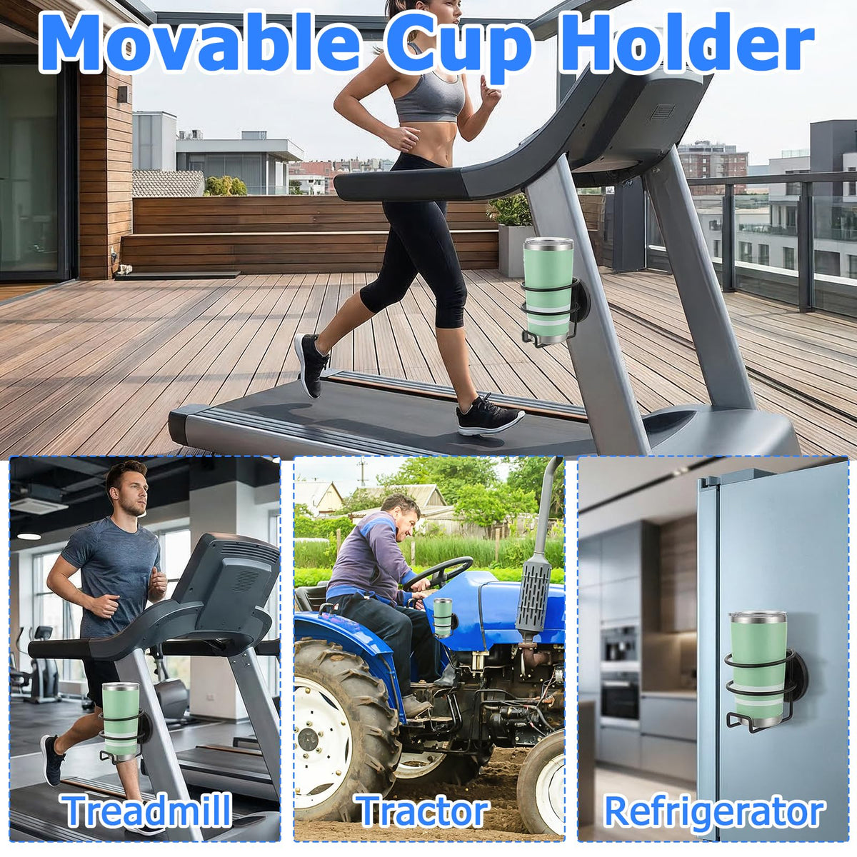 Heavy Duty Magnetic Cup Holder, 4 Pack Black Metal Drink Holder with 2.56 Inch Strong Magnet Base for Truck Tractor Refrigerator Treadmill Toolbox