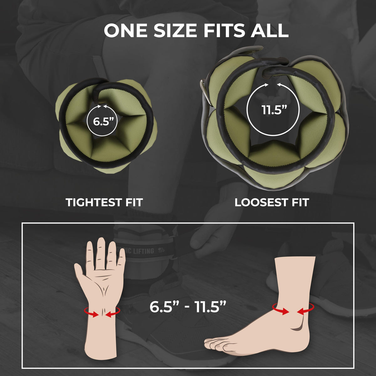 Nordic Lifting Adjustable Ankle Weights for Women & Men – 1 Pair (2–10 lbs) Wrist, Arm & Leg Weights for Gym, Yoga & Home Workouts – Secure Fit Strap Design – Durable Fitness Training Equipment