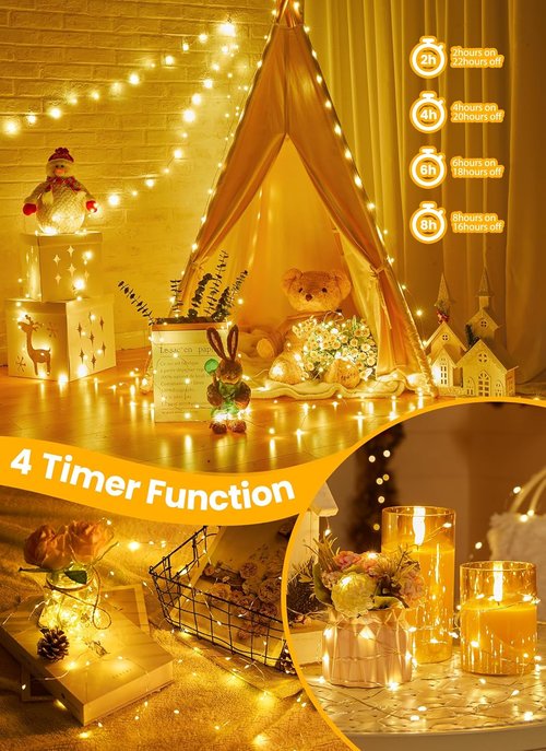 Fairy Lights - 200 LED Waterproof String Lights with Remote & Timer | 66 Feet for Bedroom & Party Decor