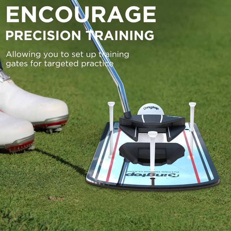KINGTOP Classic Golf Putting Mirror - Portable Alignment Putting Training Aids for Consistency & Accuracy - Ideal for Indoor | Outdoor Practice, with Carry Bag and Golf Tees