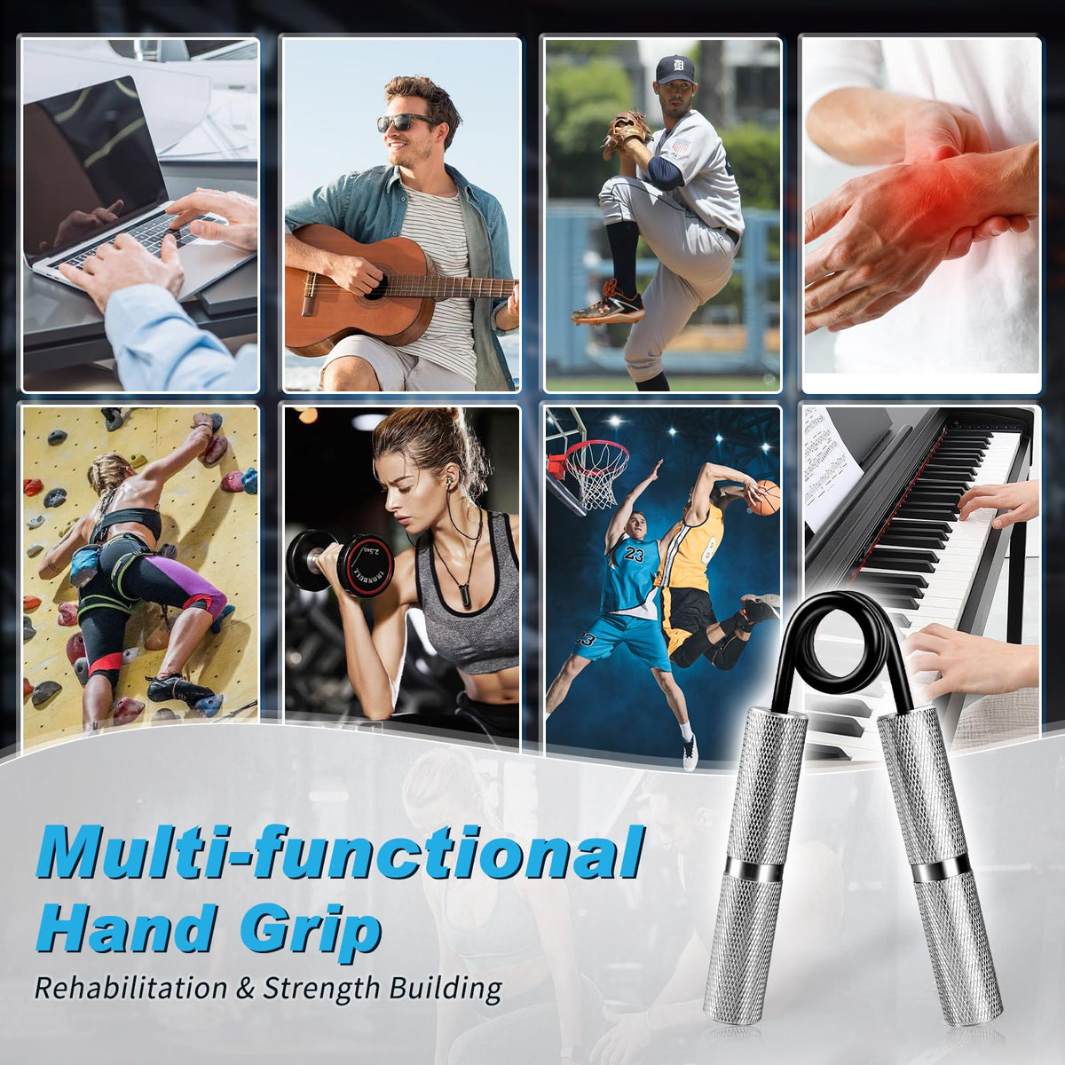 UUJOME Metal Grip Strength Trainer 100lb - Hand Gripper Strengthener Slip Resistant - Grip Trainer Forearm Strengthener for Muscle Building, Hand Sensitivity Training, Hand Rehabilitation Exercising