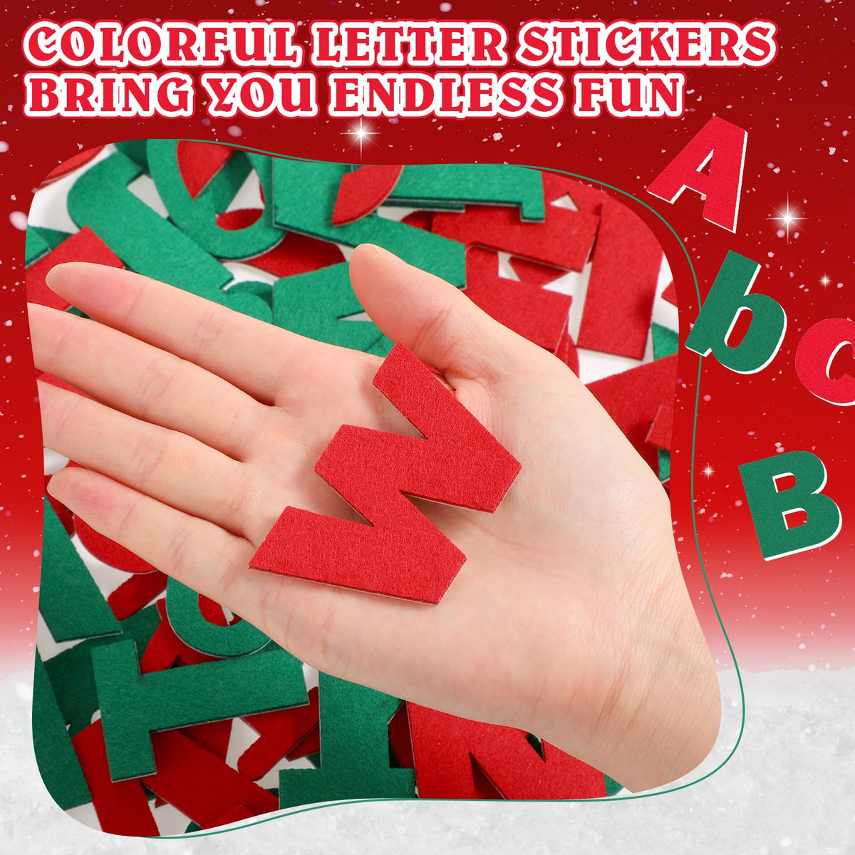 Breling 310 Pieces Felt Letter Bulletin Board Letters Sticker with Number 2" Bulk Self Adhesive ABC Upper Lowercase Sticky Letter for Xmas Gift Bulletin Board Classroom(Christmas Color)