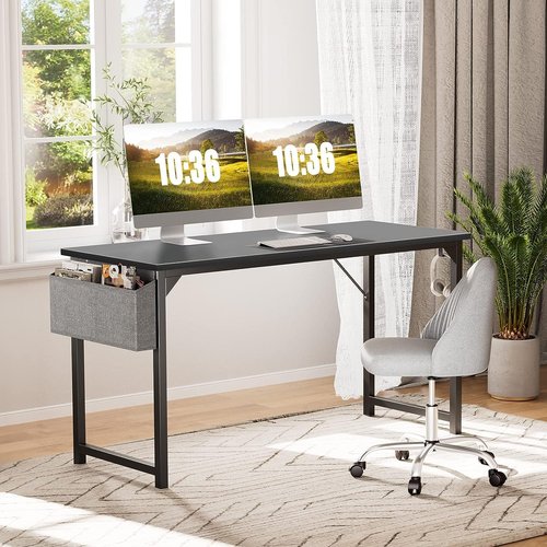 DUMOS Computer Desk - Stylish Wooden Office Table with Headphone Holder & Storage Bag | Compact Design for Home Office