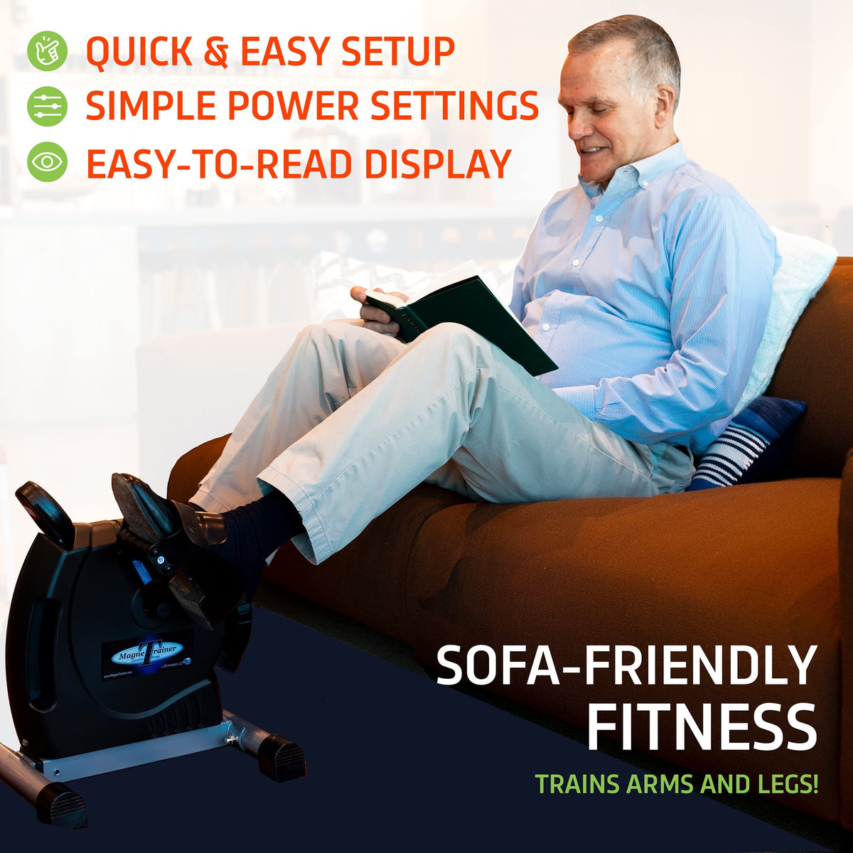 DeskCycle MagneTrainer-ER Mini Exercise Bike with Ultra-Smooth Magnetic Resistance, Arm and Leg Exerciser for Joint Mobility, Circulation, and Recovery, Black (DSK-SPO-MGTRAINER)