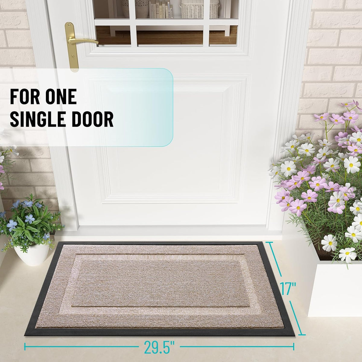 OLANLY Indoor Outdoor Front Door Mat - Waterproof All-Weather Doormat, Easy Clean, 29.5x17, Camel