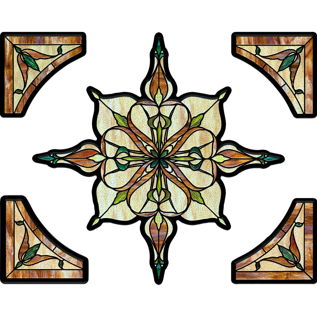 ADD.HERES Window Stickers, ‌Stained Glass Window Privacy Film, UV Blocking Static Cling for Home Kitchen Office Bathroom, Amber Starry Light, 11.81" X 15.75"