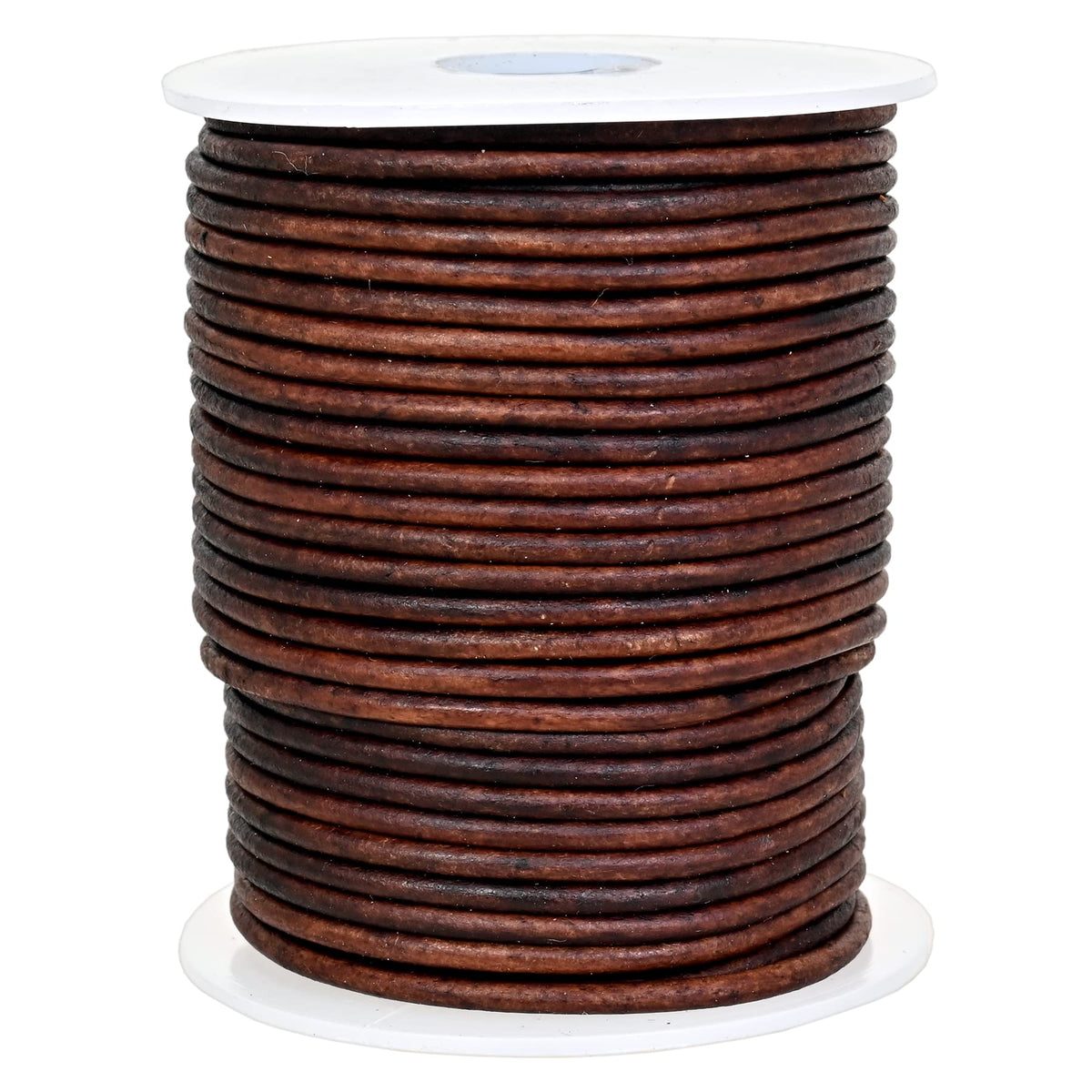 GENIQUE Real/Genuine Round Leather String Cord for Necklace, Bracelets, Jewellery, Braiding (2mm, Antique Brown Distressed)