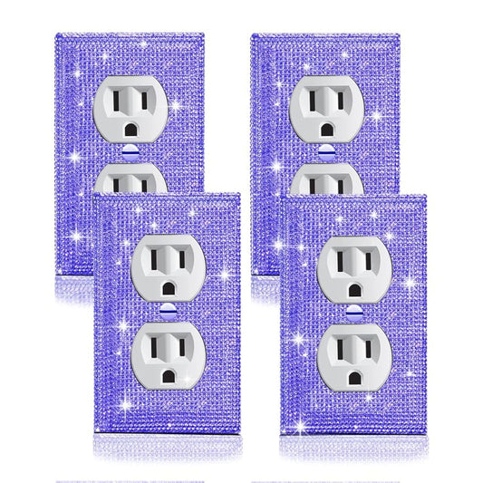 4 Pcs Outlet Covers Purple Rhinestones Wall Plate Toggle Light Switch Cover Decorative Durable Switch Covers