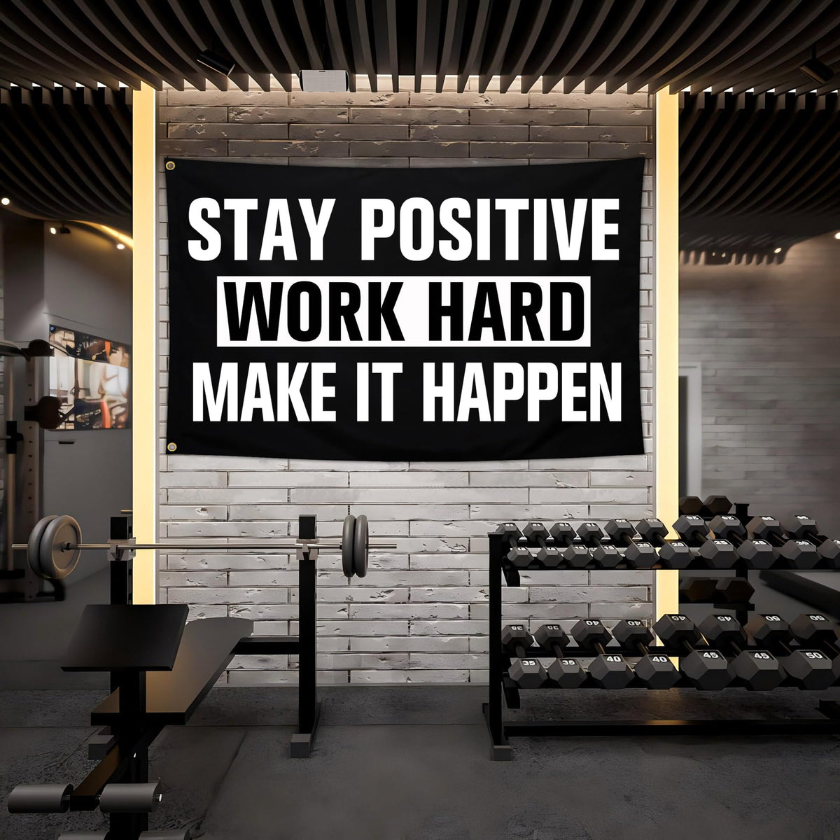 Aroxtms Discipline Motivational Flag 3x5 Ft Stay Positive Work Hard Make It Happen Gym Motivational Inspirational Flags for Room Guys Home Gym Bedroom College Dorm Motivational Wall Decor Banner