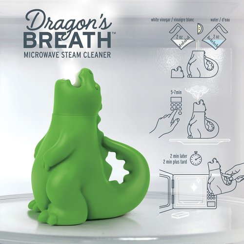 Genuine Fred Dragon's Breath Microwave Steam Cleaner - BPA-Free Silicone Design, Fun & Effective Kitchen Gadget