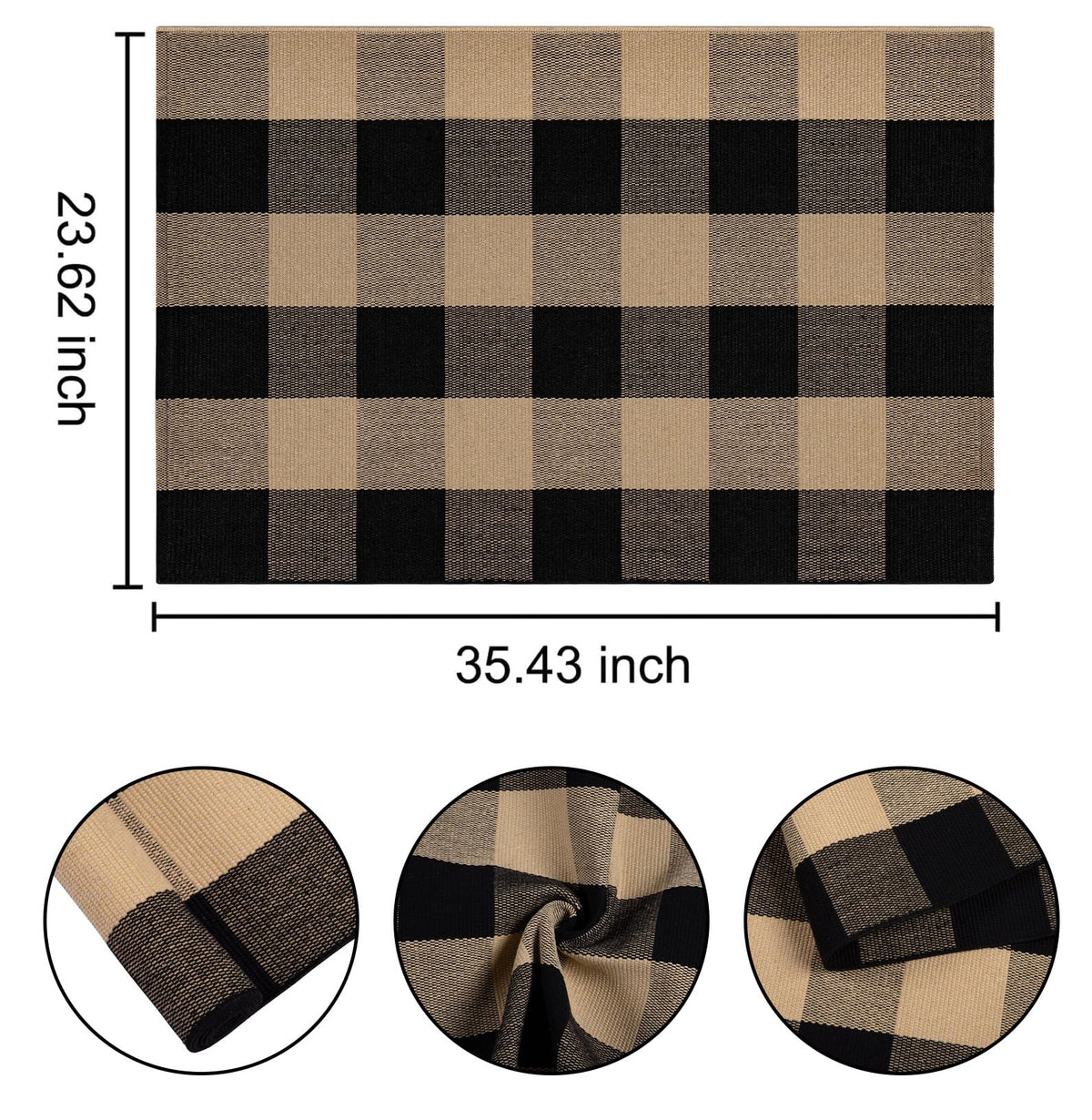 Checkered Front Door Mat Outdoor 24''x35''Buffalo Plaid Outdoor Rug Cotton Washable Layered Doormat for Bedroom,Bathroom,Farmhouse,Entryway,Home Entrance