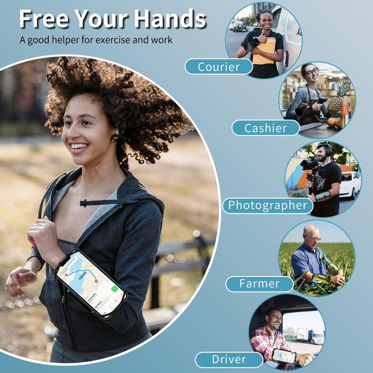 Wristband Phone Holder for Running,【360° Rotatable & Upgrade Anti-Drop】 Suitable for Mobile Phones（Fits All 4-6.5 Inch）, scanners, Portable Computers, and PDAs(Green)