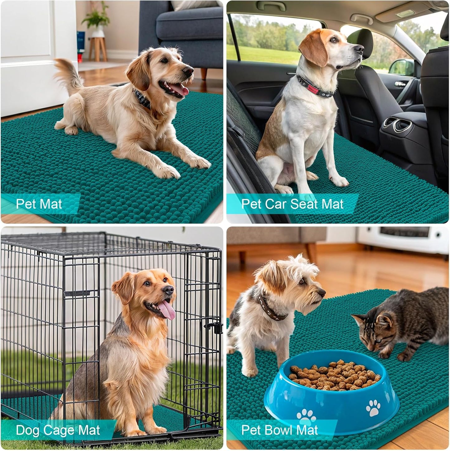 OLANLY Dog Door Mat - Absorbent Non-Slip Washable Doormat for Muddy Paws | 36x24, Lake Blue