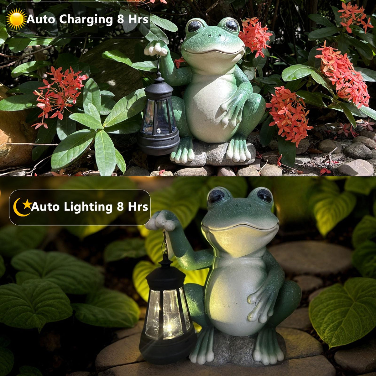 YODY Solar Garden Statues Outdoor Decor- Yard Decorations for Patio, Balcony, Backyard, Lawn Ornaments - Frog Figurines with LED Light- Unique Birthday House Warming Gifts for Women, Mom, Dad