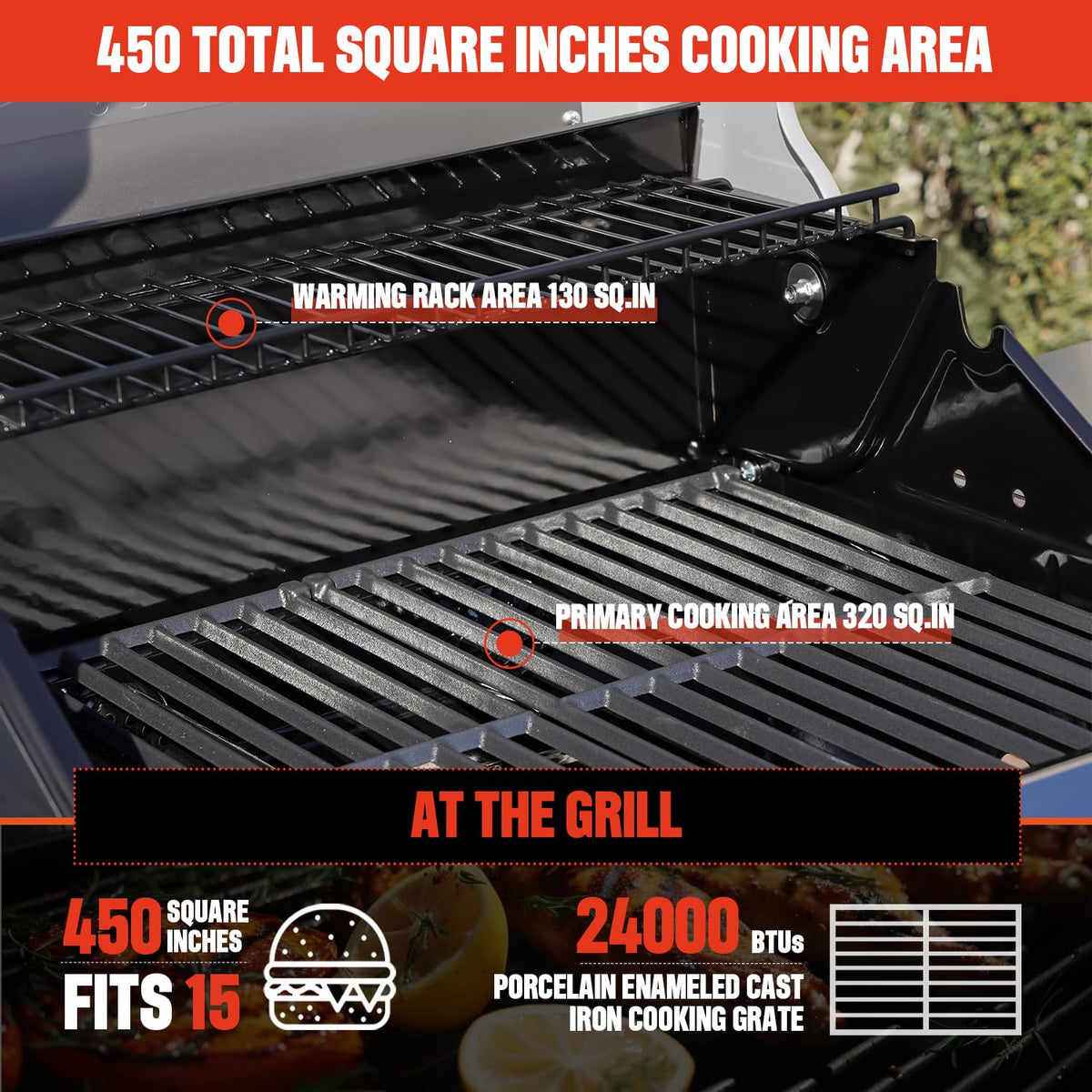 Monument Grills 2-Burner Stainless Steel Liquid Propane Gas Grill, Two Foldable Shelves Patio Garden Barbecue Grill with Clearview® Lid, Knob Control Mesa200S