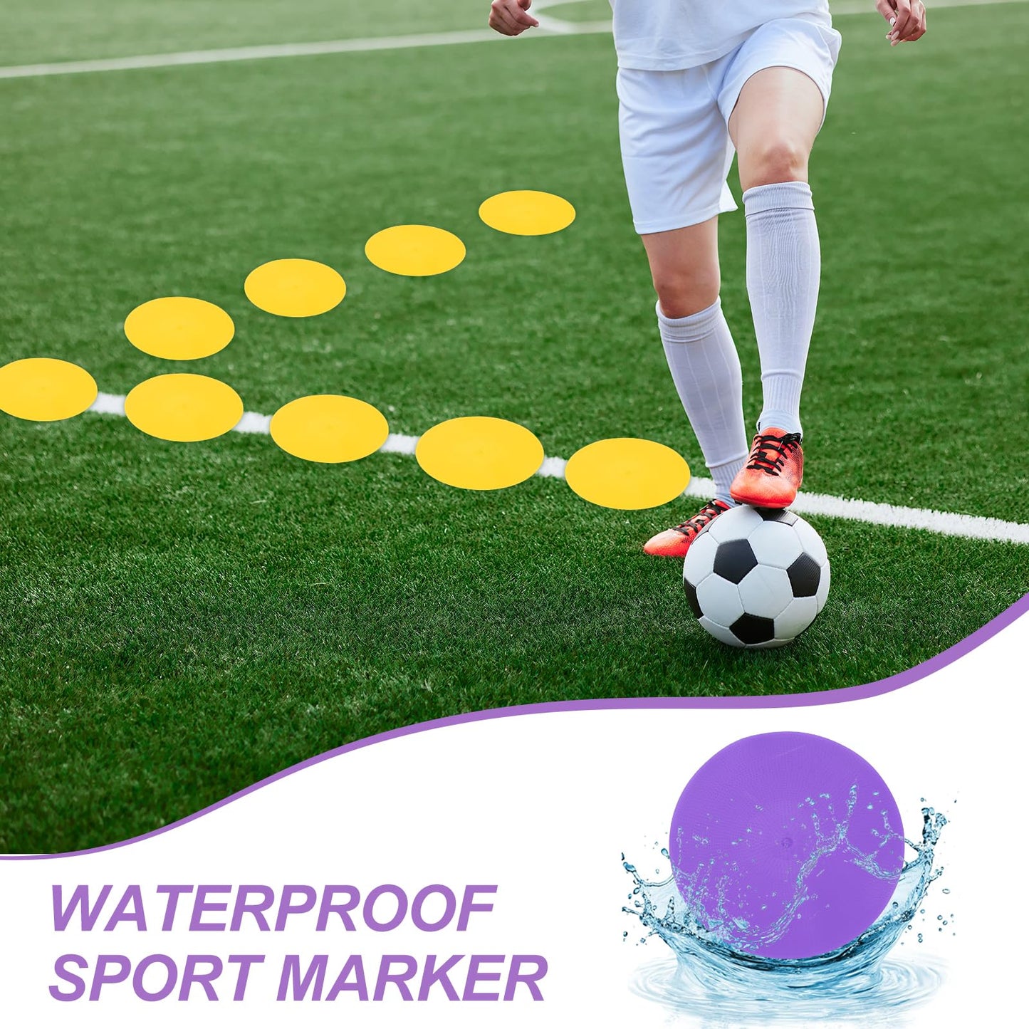 PATIKIL Spot Markers 9 Inch, 6 Pcs Non-Slip Floor Dots Agility Markers Flat Field Cones Poly Dots for Gym PE Speed Training Dance Soccer Basketball Sports, Orange/Purple